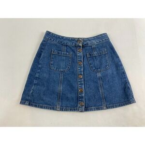 Bullhead Denim Co. Skirt Women's Size 24 Denim Mini Full Snap Button Fly Front